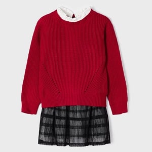 Knitted Dress with Tulle