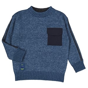Mayoral Blue Colorblock Knit Sweater