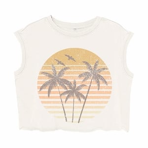 Palm Trees Boxy Shirt - Natural